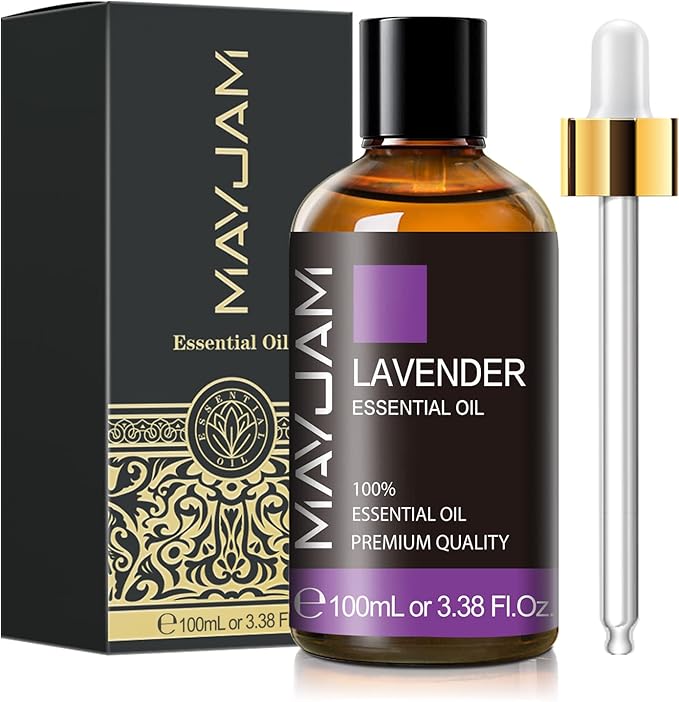Lavender Essential Oil 100ML, MAYJAM Pure Essential Oils for Diffusers, Massage, Lavender Oil for Soap Candle Making, Huge 3.38FL.OZ Bottle
