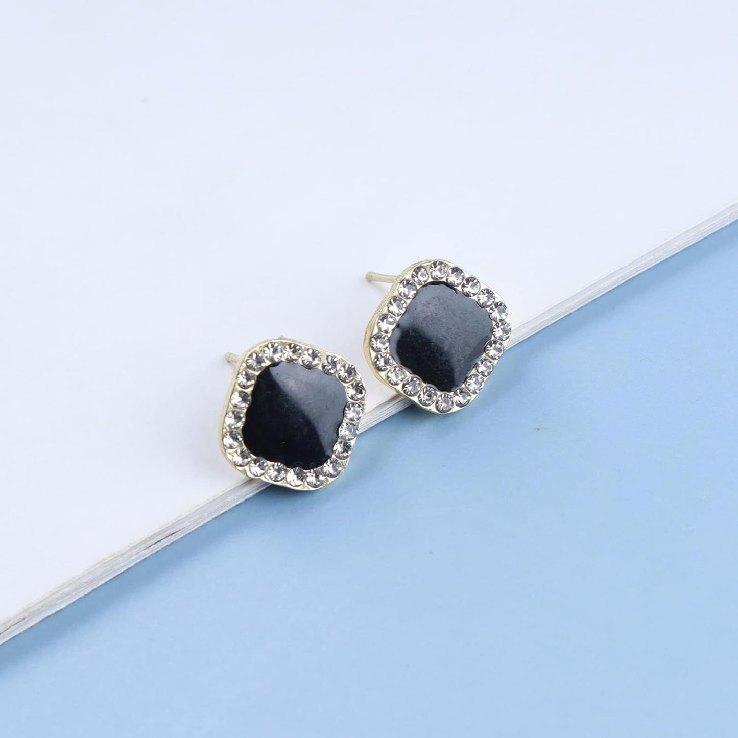 Vintage Black Square Crystal Earrings Black Cz Stud Earrings Rhinestone Diamond Earrings Geometric Onyx Earrings Jewelry for Women and Girls