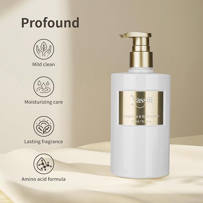 Body Lotion and Skin Tightening Cream for All Skin Types, Long-Lasting Aroma, Soothe and Smooth Bundle, Moisturizing Lotion for Dry Skin Relief (12.3 fl oz) -Vanilla