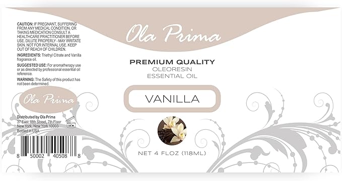 Ola Prima Oils Vanilla Essential Oil 4 oz - Vanilla Essential Oil for Diffuser, Candles, Soap Making, Aromatherapy, and Skin