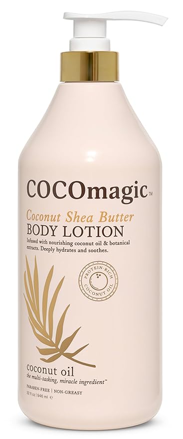 Cocomagic Coconut Shea Butter Body Lotion | Deeply Hydrating & Non-Greasy Moisturizer for Soft, Smooth Skin | Paraben-Free & Gentle for All Skin Types (32 Fl Oz)