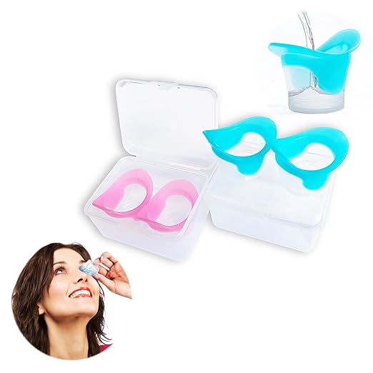 Silicone Eye Wash Cups, Eye Wash Bath for Refresh and Clean Tired Eyes, 4 Pcs Updated Version Pink and Blue with 2 Storage Containers