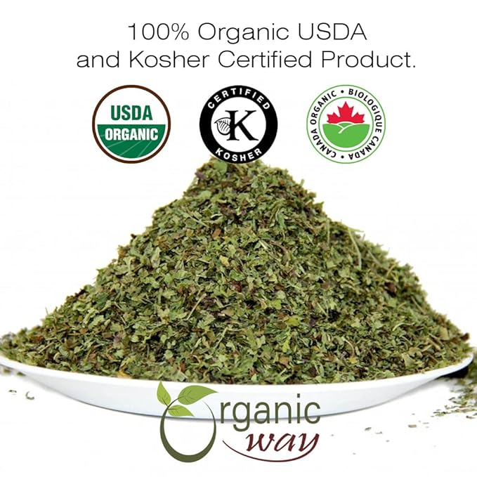 Organic Way Lemon Balm Leaf Cut & Sifted (Melissa officinalis) - Herbal Tea | Organic & Kosher Certified | Vegan | Raw, Non GMO & Gluten Free | USDA Certified | Origin - Albania (1/4LBS / 4Oz)