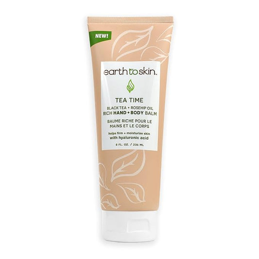 Earth To Skin Black Tea + Rosehip Oil Rich Hand & Body Balm, Soothing Lotion Repairs Dry Skin & Damage Skin (8.0 FL Oz)