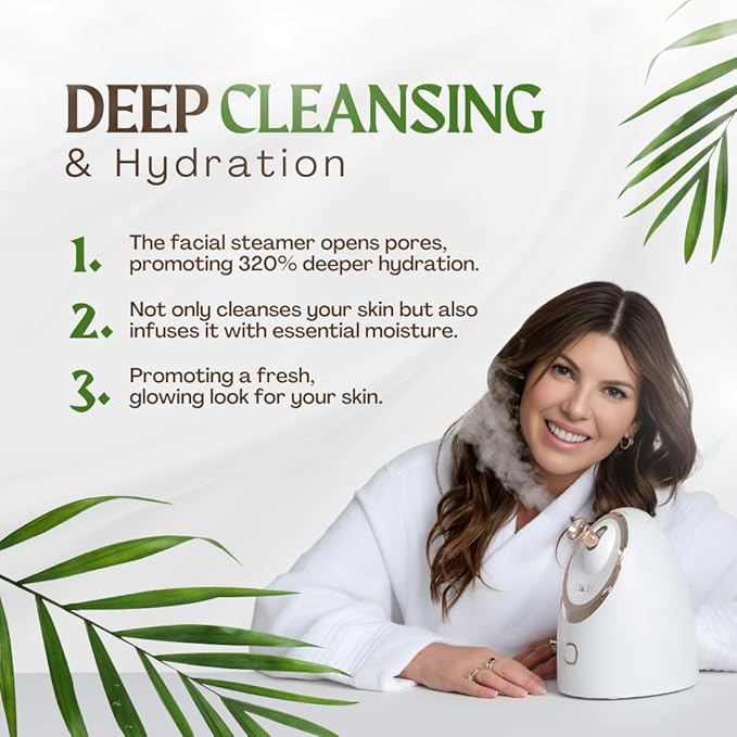 Leau Cosmetics Facial Steamer: Women's Mister for Deep Cleansing and Skin Care, Steam Face Steamer Device, Essence Infuser