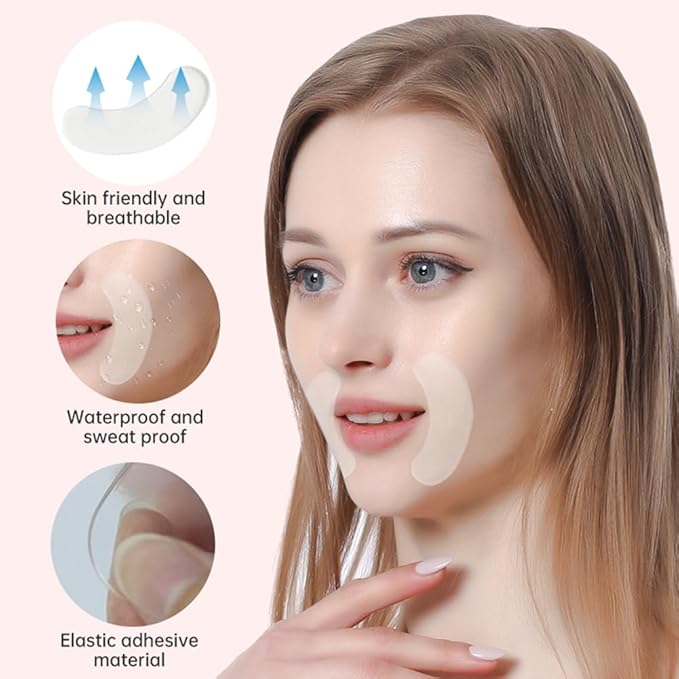 Smile Lines Wrinkle Patches Hydrogel, Reusable Anti-Aging Facial Patches for Mouth, Hypoallergenic Silicone Gel Sleep Face Tape, Smooth Fine Lines and Nasolabial Folds(Smile-3 Pcs)