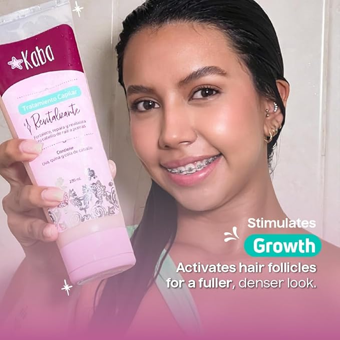 D'Luchi Kaba Revitalizing Hair Treatment with Grapes, Cinchona and Horsetail for Thicker & Fuller Hair, Moisturizing and Restoring Hair Treatment - 7.8 Oz