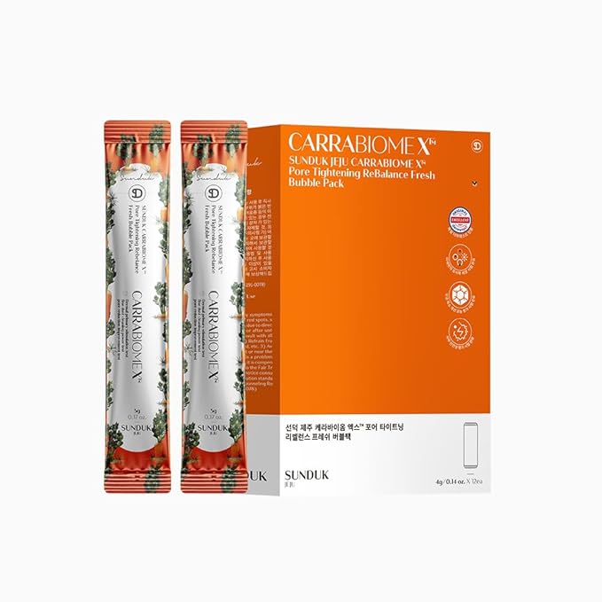 SUNDUK Jeju Carrabiome X Pore Tightening ReBalance Fresh Carrot Bubble Pack Remove Black Heads Pore Deep Cleaning (4G*12EA)