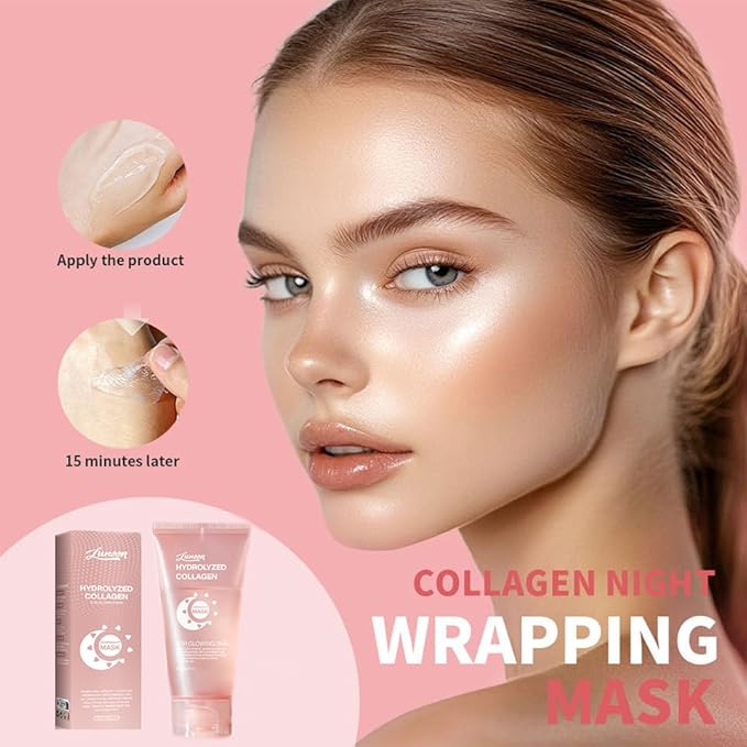 Collagen Night Wrapping Mask, Tightens Skin and Reduces Sagging Overnight Hydration Collagen Face Mask.