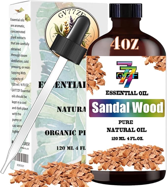 Sandalwood Essential Oil (4 oz/120 ml) - Sandalwood Oils Used in diffusers, humidifiers, Home Baths, Cleaning Products, Yoga, DIY Soaps and DIY Scented Candles