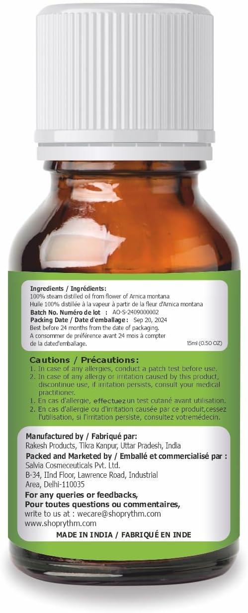 salvia Arnica (Arnica Montana) Therapeutic Essential Oil by Salvia Amber Bottle 100% Natural Uncut Undiluted Pure Cold Pressed Aromatherapy Premium Oil (0.51 Fl Oz (Pack of 1))