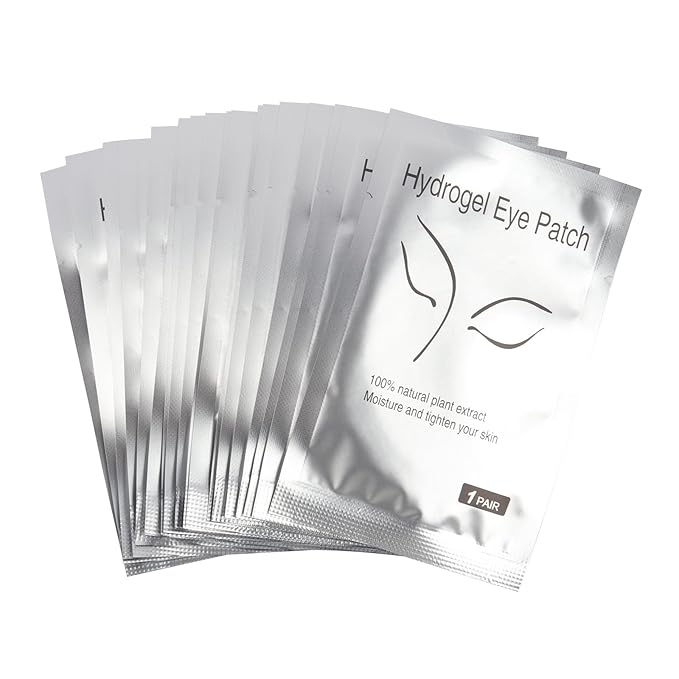 100 Pair V Shape Under Eye Gel Pads Hydrogel Eye Patches For Eyelash Extension, Lint Free Under Hydrogel Eye Mask Pads Lash Extension Supplies(Silver)