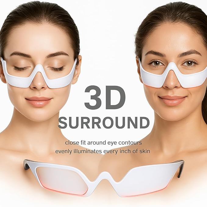 LumiEye Under-Eye Light Therapy Massager Glasses – Dual-Mode Red & Blue Light Therapy with Soothing Eye Massage for Fatigue, Puffiness, Dark Circles & Wrinkle Reduction