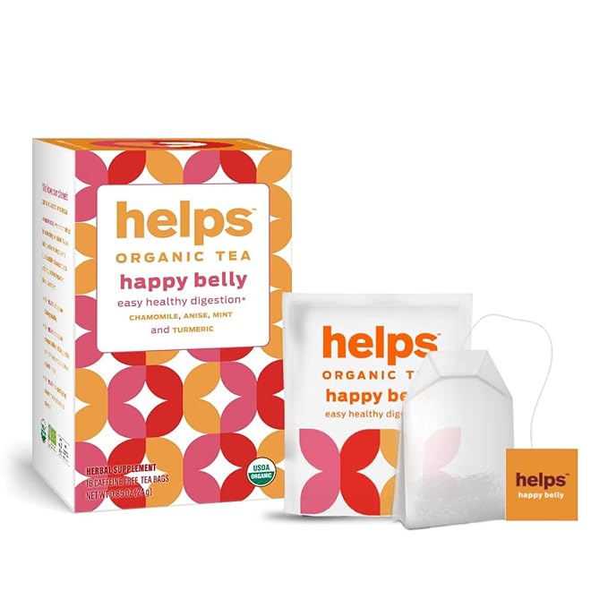 Helps Teas | Ginger Lemon, Happy Belly & Relax Tea Mix | Promotes Healthy Digestion Naturally Caffeine-Free | 16 Tea Bags Each
