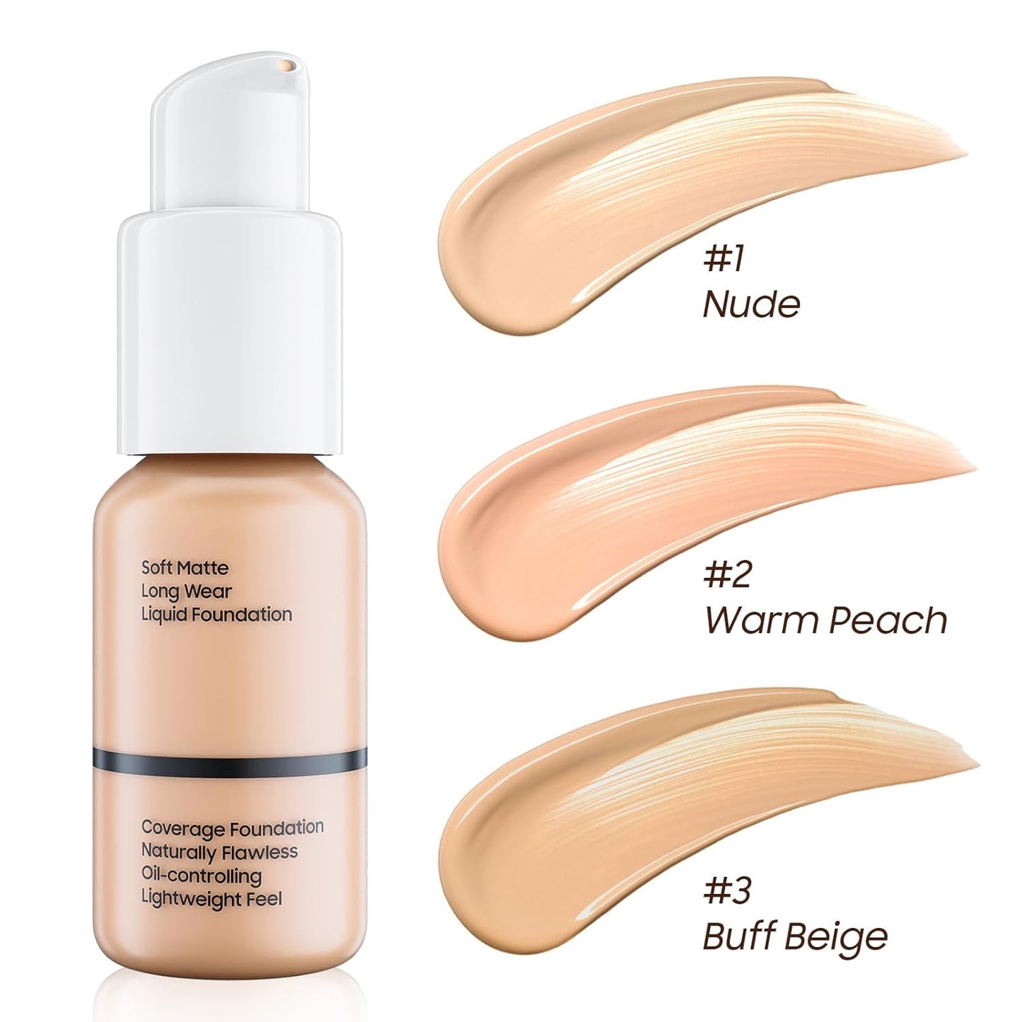 Matte Full Coverage Liquid Foundation - Lightweight & Flawless Oil Control Foundation Makeup, Waterproof and Long-Lasting Skin Foundation Concealer for Dry and Oily Skin, 1 Fl Oz (#102 Nude)