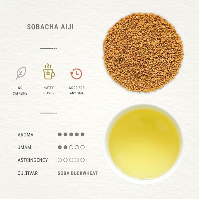 Senbird Organic Sobacha - Japanese Soba Buckwheat Tea - From Hokkaido - Loose Leaf in Airtight Tea Tin (3.5oz/100g)