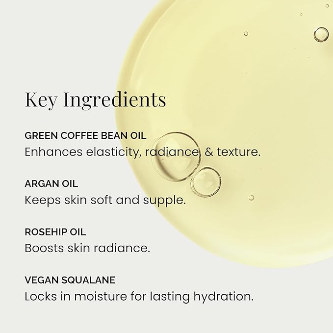 BEIGIC Lucent Oil - Vegan Face Oil Firming Hydrating Serum with Green Coffee Bean, Argan, Rosehip Oils & Squalane for Glowy Skin (0.33 Fl. Oz)