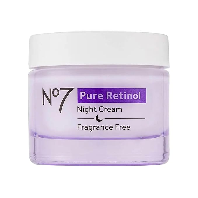 No7 Pure Retinol Night Cream - Collagen-Boosting Retinol Cream that Visibly Smoothes, Plumps & Firms Complexion - Dermatologist Approved & Fragrance-Free (1.69 Fl Oz)