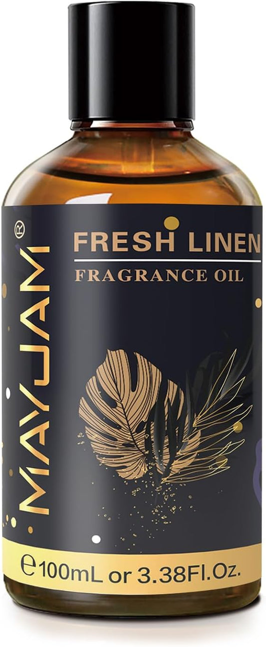 Fresh Linen Fragrance Oils Essential Oil - Fresh Linen Oil for Diffusers, 3.38FL.OZ/100ML Large Volume Fragrance Oil with Premium Glass Dropper