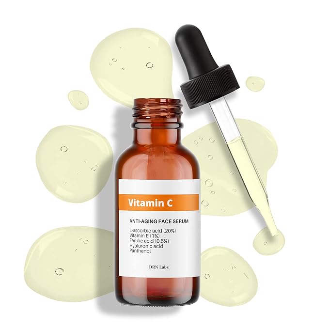 Vitamin C Serum with Vitamin E and Hyaluronic Acid with 20% L-Ascorbic Acid - Great for Hydration, Anti-Aging, Brightening and Reducing Appearnace of Wrinkles by DRN Labs. 1 Fl Oz