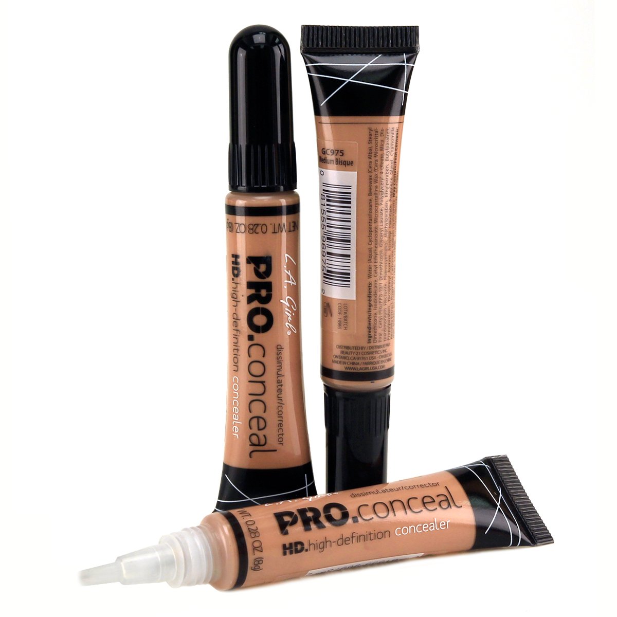 LA Girl HD Pro Conceal High Definition Concealer (Medium Bisque)(pack of 3)
