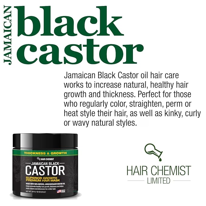 Chemist Superior Growth Jamaican Black Castor Hair Mask 12 oz. - Masque for Dry Damaged Hair, Deep Repairing Mask for Hair Growth