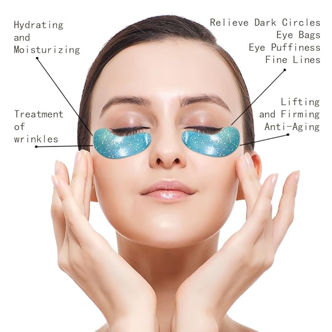 Under Eye Patches for Puffy eyes, 10Pairs eye gel pads for Dark Circles and Puffiness, hydrating Eye Mask for Wrinkles Anti Aging Eye Bags Moisturizing, Natural vitamin C undereye Care Gifts for Women