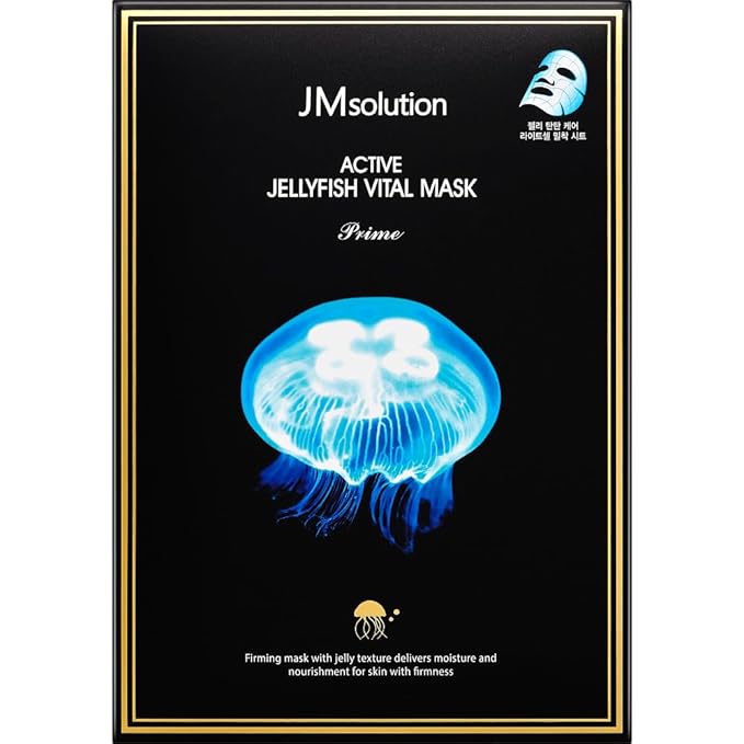 JM Solution Marine Luminous Pearl Deep Moisture 3 Step Skin Care Face Mask - Korean Skincare Facial Mask - boosting Brightening Moisturizing-10 Sheets for Dry Skin (jelly fish)