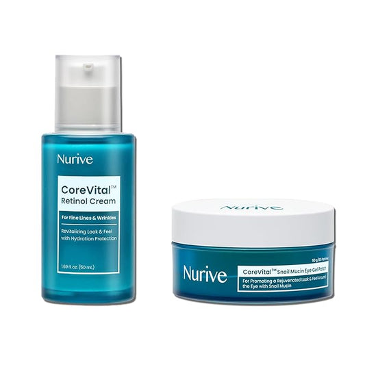 NURIVE's Youthful Skin & Bright Eyes Pack | Depuffs and Brightens Your Under Eye Bags | Helps Minimize Fine Lines and Wrinkles for Sensitive Skin