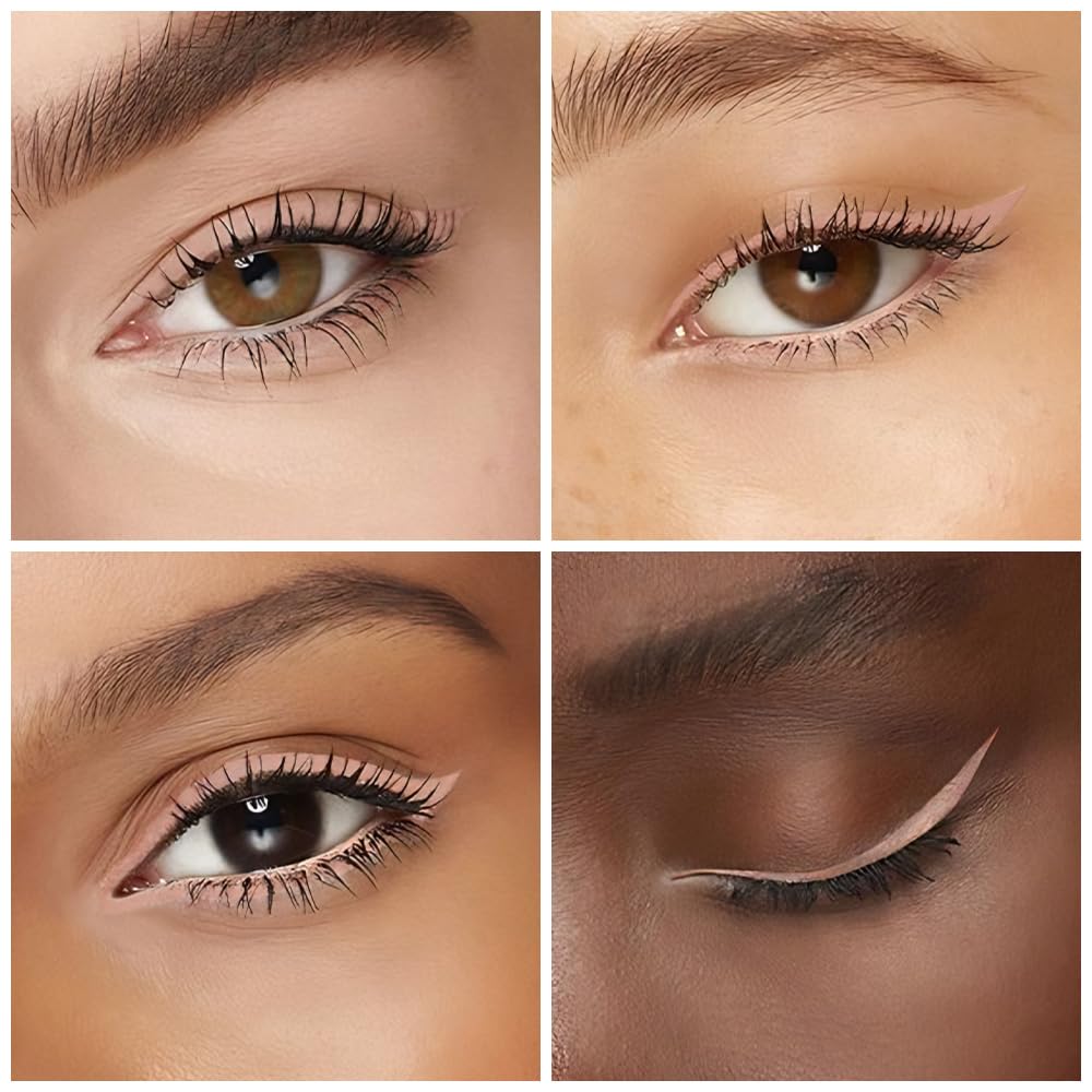 Kaely 2Pcs Bright Nude Gel Eyeliner for Waterline, Natural Cream Eye Liner Waterproof Smudge Proof, Matte Pencil Eyeliner Eyeshadow Stick, Brighten Eye Makeup, Vegan & Cruelty-Free