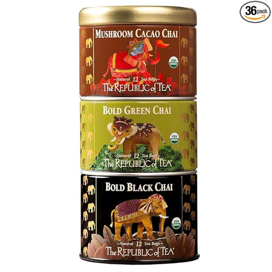 The Republic of Tea: Chai Stackable Tin Black Tea, 36 Tea Bags
