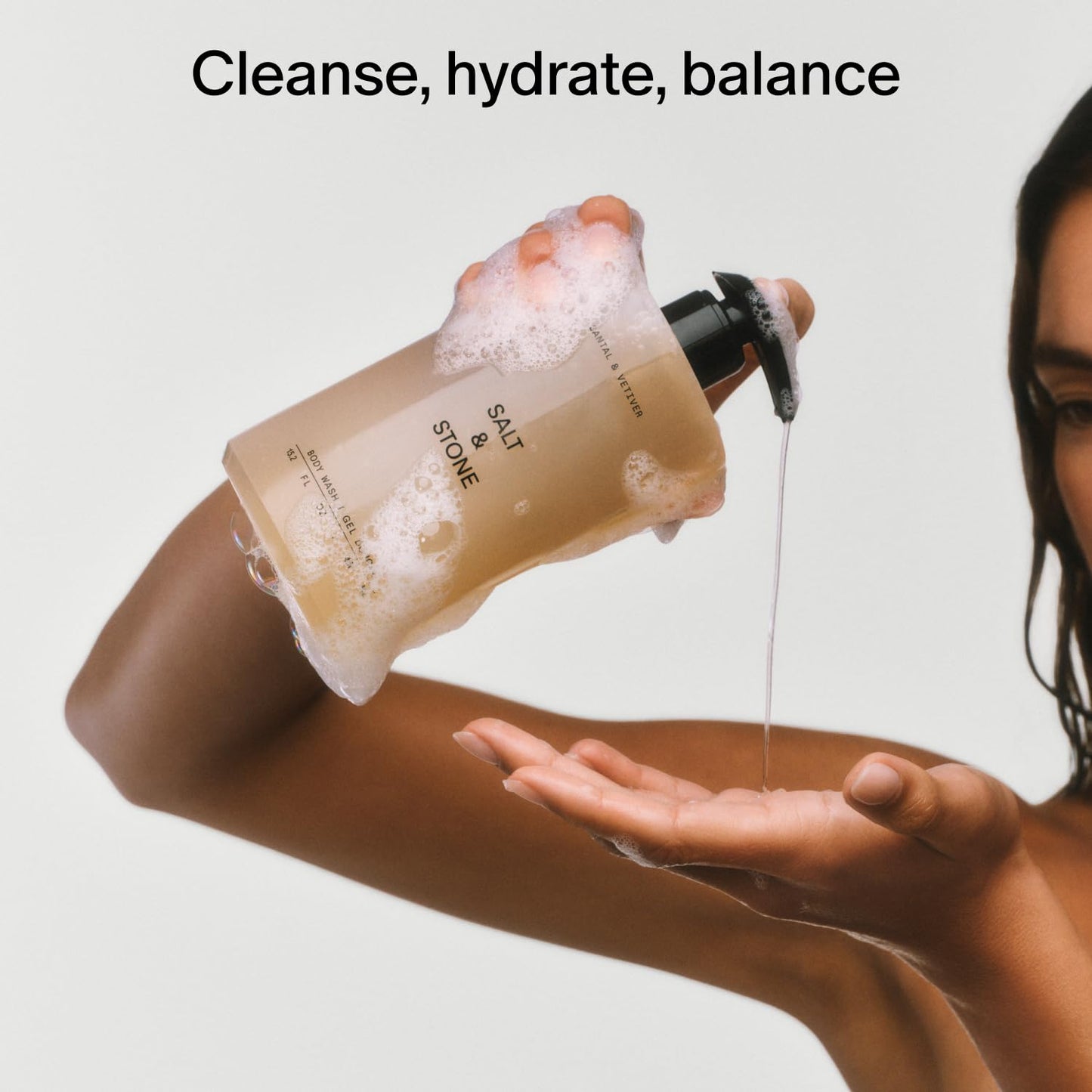 Salt & Stone Body Wash with Antioxidants for Deep Moisture | For Women & Men, Sulfate, Paraben, & Dye Free, Leaving Skin Soft and Hydrated | Santal & Vetiver 32 fl oz