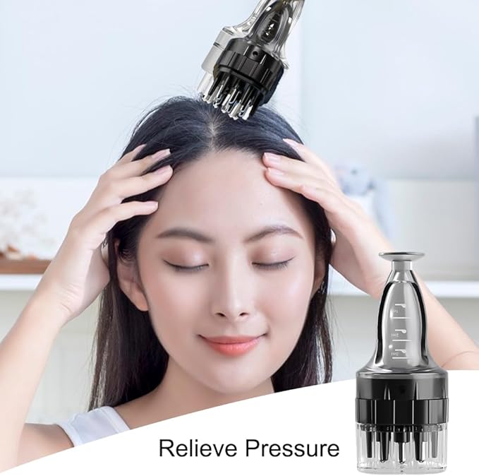 SYCOOVEN Scalp Applicator Comb for Hair Scalp Treatment, Hair Oil Root Comb Massager for Hair Growth, Essential Oil Bottle (Black)