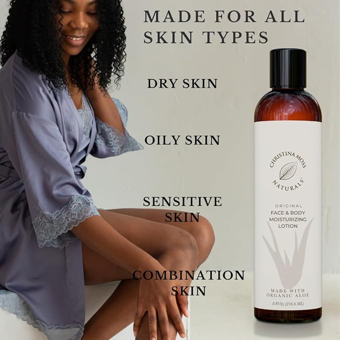 Christina Moss Naturals Unscented Body Lotion, Natural and Organic Ingredients, Gentle, No Toxic Chemicals