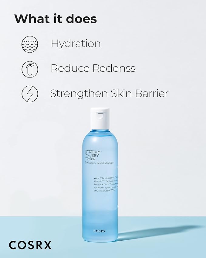 COSRX Hydrium Watery Toner, 150ml / 5.07 fl.oz | Hyaluronic Acid Moisturizing Korean Toner | Hyaluronic Acid, Allantoin, Panthenol | Korean Skin Care, Not Tested on Animals, Paraben Free