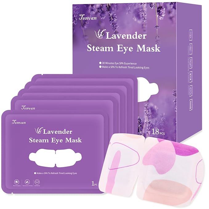 Steam Eye Mask for Dry Eyes, 18-Packs Eye Mask for Dark Circles and Puffiness, Self Heating Gentle Steam Warm Eye Mask for Relief Eye Fatigue, Lavender Scents