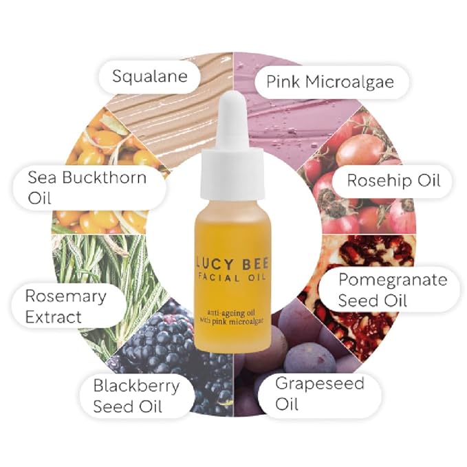 Face Oil, Certified Organic, Antioxidant Rich Facial Oil, Pink Microalgae, Vitamin E & Squalane, Lightweight & Luxurious, Dermatologist Approved, Cruelty Free & Vegan, 0.6fl oz