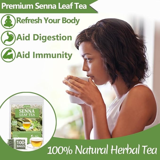 Premium 100 Senna Tea Bags, Made with 100% Natural Senna Leaves, No Additives & Caffeine Free.