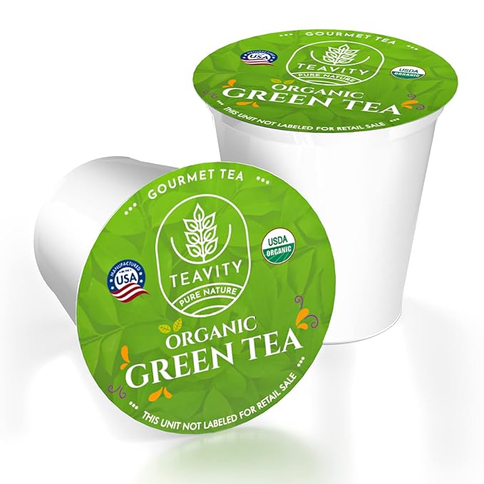 Organic Green Tea Pods for Keurig - Unsweetened Green Tea for K Cup Machines by Teavity (12 Tea Pods)