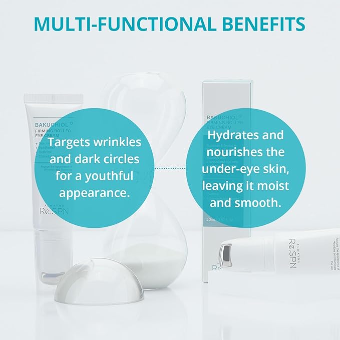 Re.SPN Bakuchiol Firming Roller Eye Cream, Niacinamide, Retinol, Adenosine, Caffeine | Self-Care, Vegan, Intense Hydration | Cream with Guasha, Glass Skin, Korean Skin Care(20ml/0.67 fl oz)