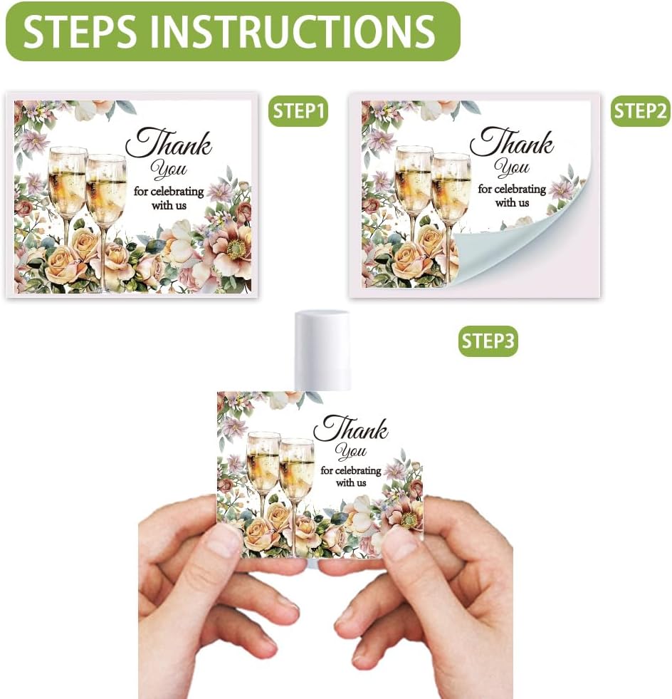 OLYCRAFT 100Pcs Self-Adhesive Lip Balm Tag Sticker 1.7~2.1x1.7~2.1 Inch Waterproof Adhesive Label with Champagne Pattern Lipstick Tag Sticker for Lip Balm Container Tubes Lipstick Wrapping Decoration