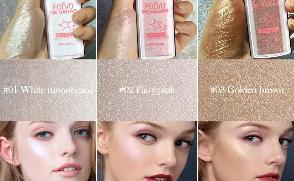 Glitter Powder Highlighter Makeup, Body Brightens the Natural Three-Dimensional Face Blusher Fairy Highlight Patting Powder. (04# Greens)