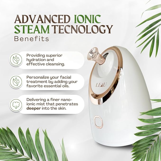 Leau Cosmetics Facial Steamer: Women's Mister for Deep Cleansing and Skin Care, Steam Face Steamer Device, Essence Infuser