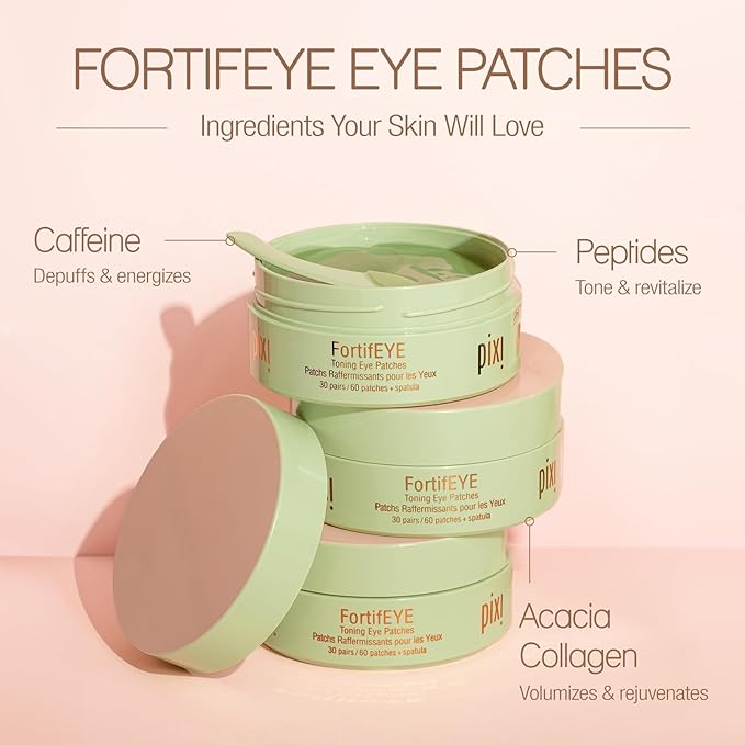 Pixi FortifEYE Firming Hydrogel Under-Eye Patches, Collagen to Energize & Tone Eye Area, 30 Pairs / 60 Patches