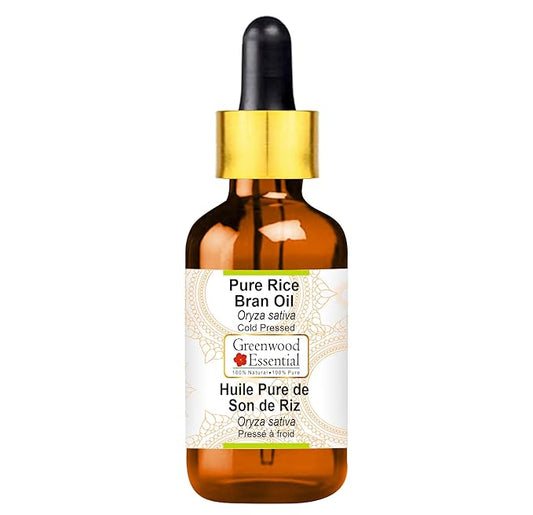 Pure Rice Bran Oil (Oryza sativa) with Glass Dropper Cold Pressed 5ml (0.16 oz)