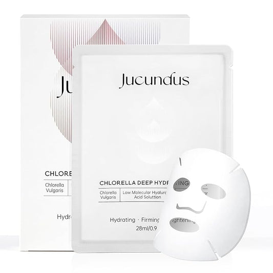 Chlorella Deep Hydrating Mask, with Collagen and Hyaluroic Acid-Sheet Facial Mask Skincare with Chorella Vulgaris Extract, Hydrating, Firming,5ea