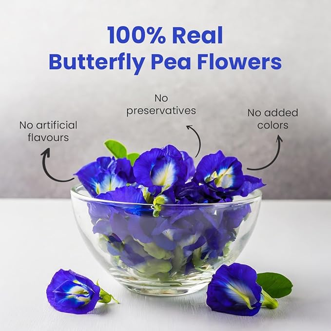 BLUE TEA - Butterfly Pea Flower Tea - 0.35 Oz (20+ Cups) Loose | ANTIOXIDANT RICH | Caffeine Free - Detox Tea - Flower Based - Herbal Tea - Non-Bitter - Vegan - Non-GMO | Zipper Pouch