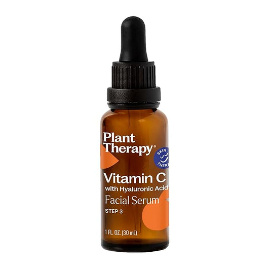 Plant Therapy Vitamin C Face Serum & Hyaluronic Acid, Anti-Aging Serum with Ferulic Acid, Vitamin E, Serum for Fine Lines & Wrinkles, 1 oz