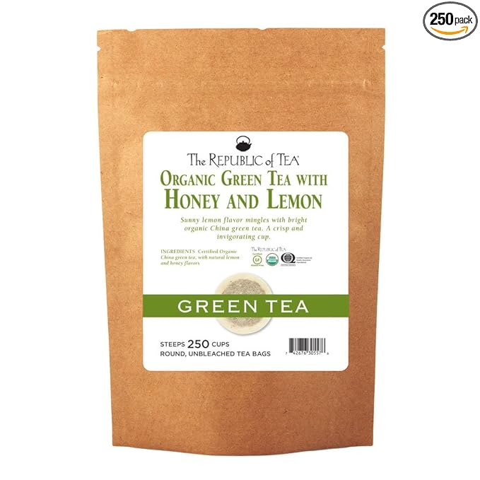 The Republic of Tea Organic Green Tea With Lemon And Honey, 250 Tea Bag Bulk