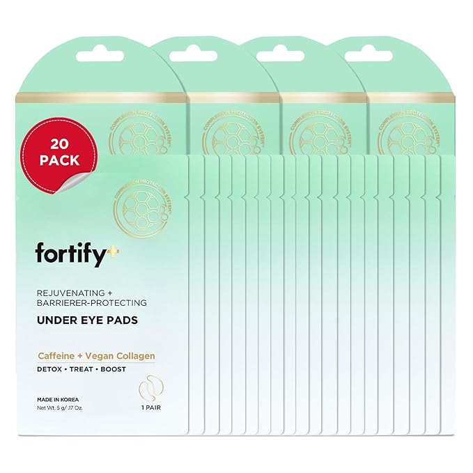 Fortify 9-in-1 Korean Under Eye Pads with Zeolite - Anti Dark Circles & Puffy Eyes Treatment, Dermatologist Tested - 20 Pairs (4 Pack)